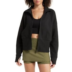 ZELLA NORDSTROM ANYA OTTOMAN FULL ZIP BLACK JACKET ATHLETIC ATHLEISURE LARGE EUC